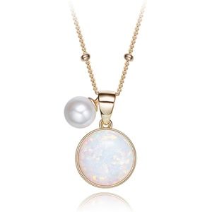14K gold plated silver opal pearl pendant necklace